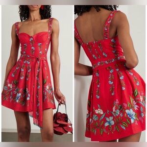 FARM RIO Sweet Bloom Bouquet belted floral-print linen mini dress New with Tags!